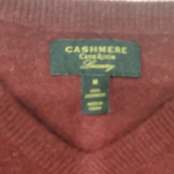 Club Room Cashmere V-Neck  Sweater in Deep Burgundy - Picture 3 of 10